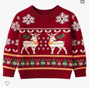 Boys Girls Christmas Sweater Kids Knitted Cotton Xmas Reindeer Sweater Tops